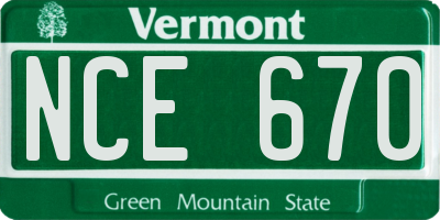 VT license plate NCE670