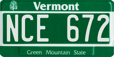 VT license plate NCE672