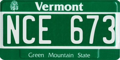 VT license plate NCE673
