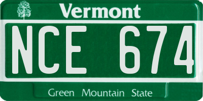 VT license plate NCE674