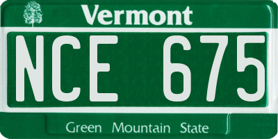 VT license plate NCE675