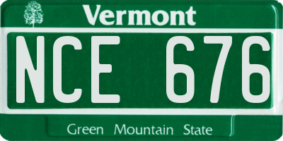 VT license plate NCE676