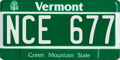VT license plate NCE677