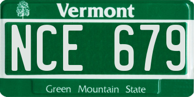 VT license plate NCE679
