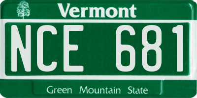 VT license plate NCE681