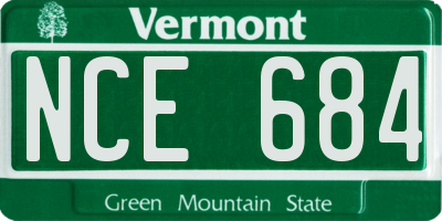 VT license plate NCE684
