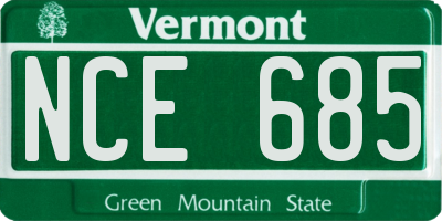 VT license plate NCE685