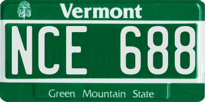 VT license plate NCE688