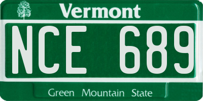 VT license plate NCE689