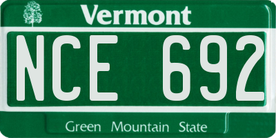 VT license plate NCE692