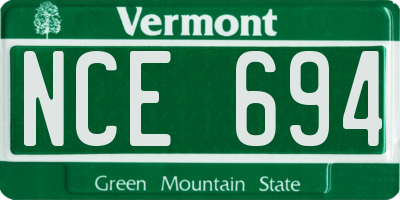 VT license plate NCE694