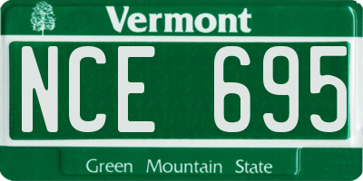 VT license plate NCE695