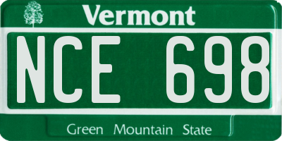 VT license plate NCE698