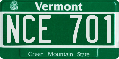 VT license plate NCE701