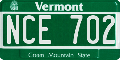 VT license plate NCE702
