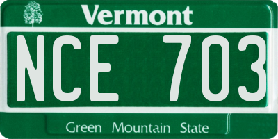VT license plate NCE703