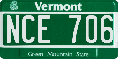 VT license plate NCE706