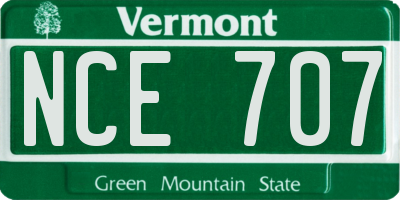 VT license plate NCE707