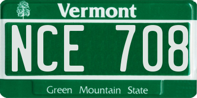 VT license plate NCE708