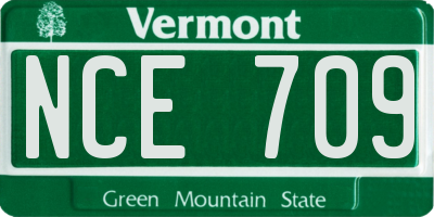 VT license plate NCE709