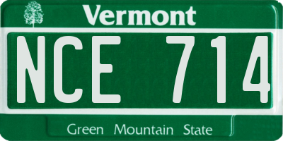 VT license plate NCE714