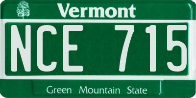 VT license plate NCE715