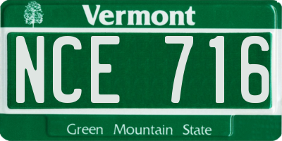 VT license plate NCE716