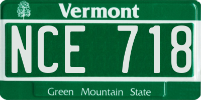 VT license plate NCE718