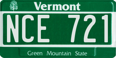 VT license plate NCE721