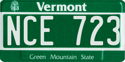 VT license plate NCE723