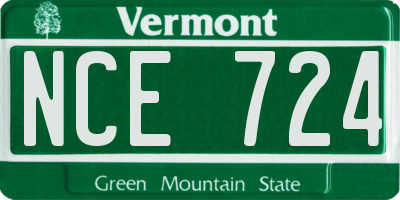 VT license plate NCE724