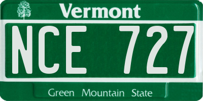 VT license plate NCE727