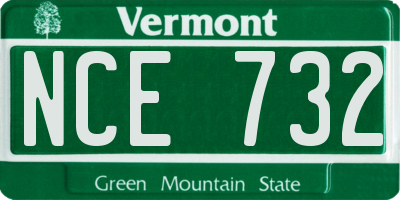 VT license plate NCE732