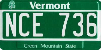 VT license plate NCE736