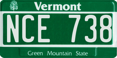 VT license plate NCE738