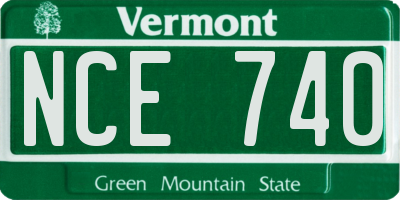 VT license plate NCE740