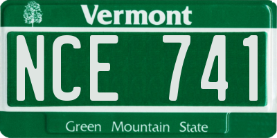 VT license plate NCE741