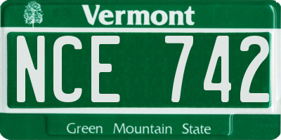 VT license plate NCE742