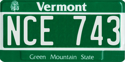 VT license plate NCE743