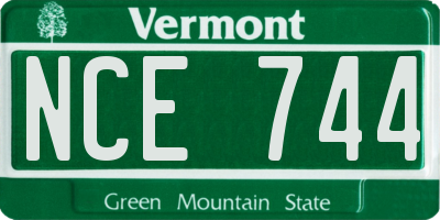 VT license plate NCE744