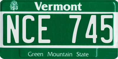 VT license plate NCE745
