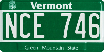 VT license plate NCE746
