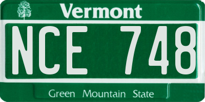 VT license plate NCE748