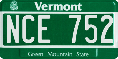 VT license plate NCE752