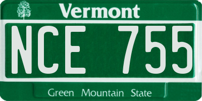 VT license plate NCE755