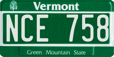 VT license plate NCE758