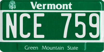 VT license plate NCE759