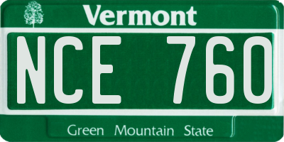 VT license plate NCE760