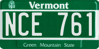 VT license plate NCE761