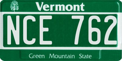 VT license plate NCE762